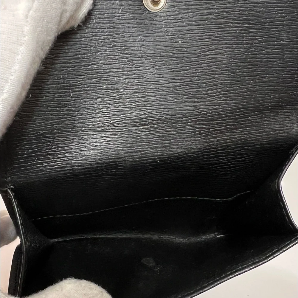 Vintage Tom Ford Gucci Black Bifold Leather Wallet Silver GG